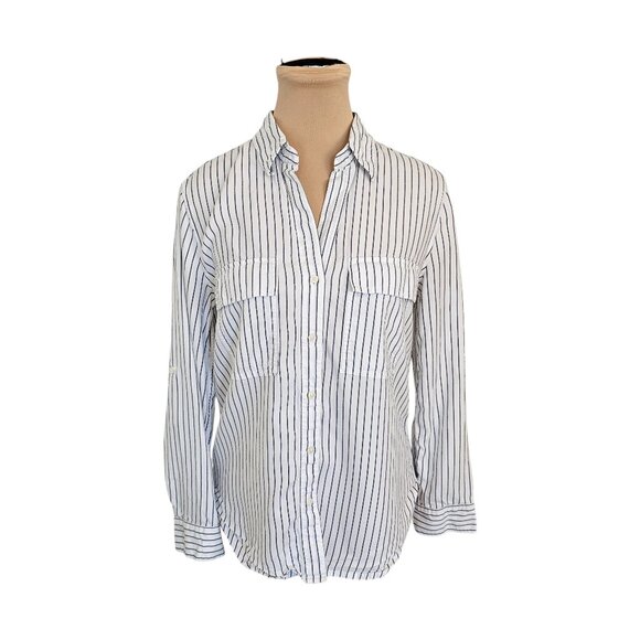 Babaton Striped Collared Button Up Long Sleeve Top Sz XXS - Picture 1 of 9